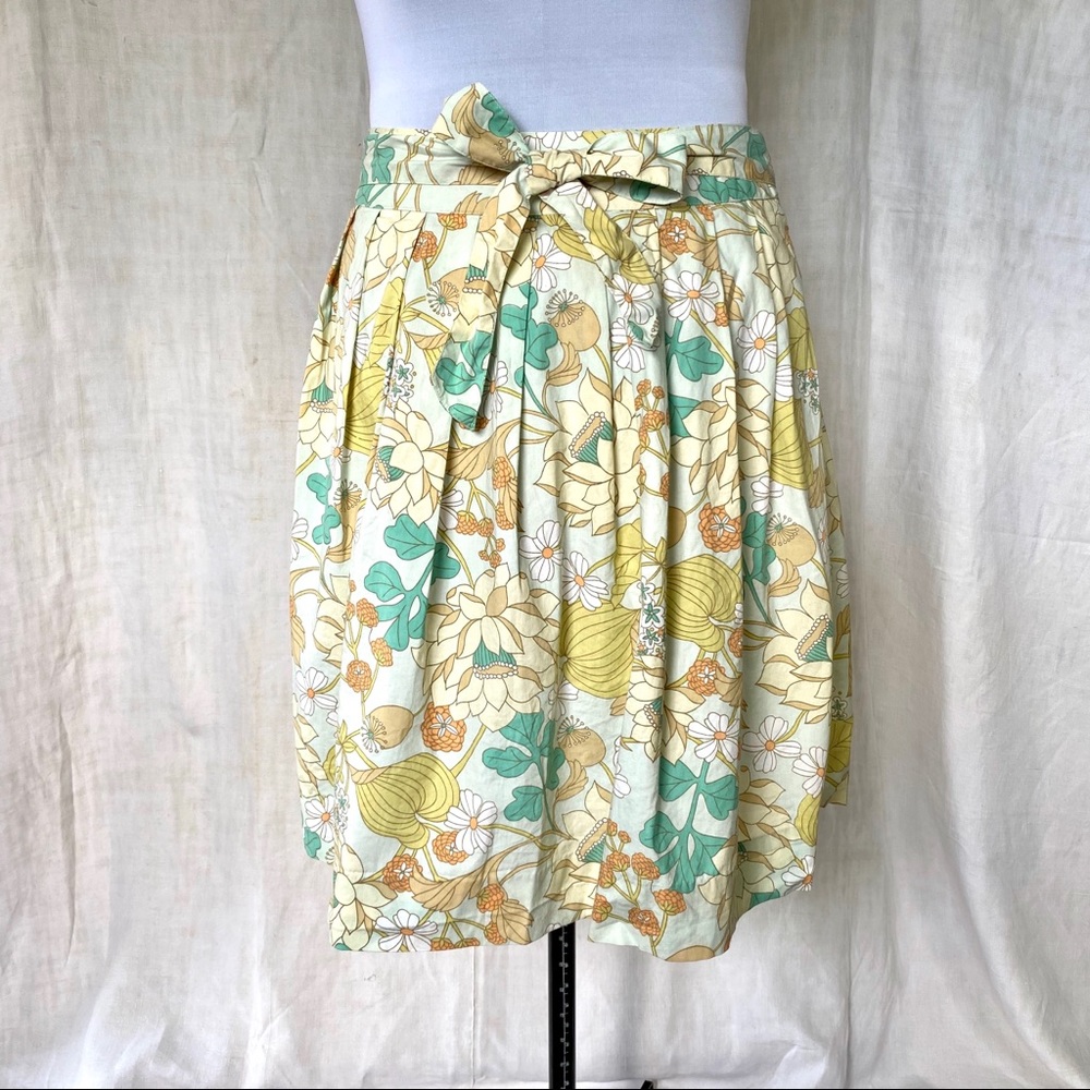 Halogen Pastel Floral Pleated Waist Tie Skirt